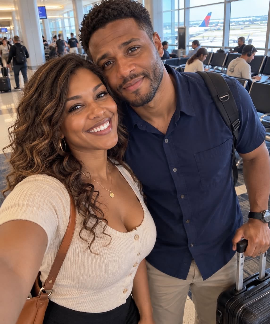AT THE AIRPORT FOR OUR ANNIVERSARY TRIP